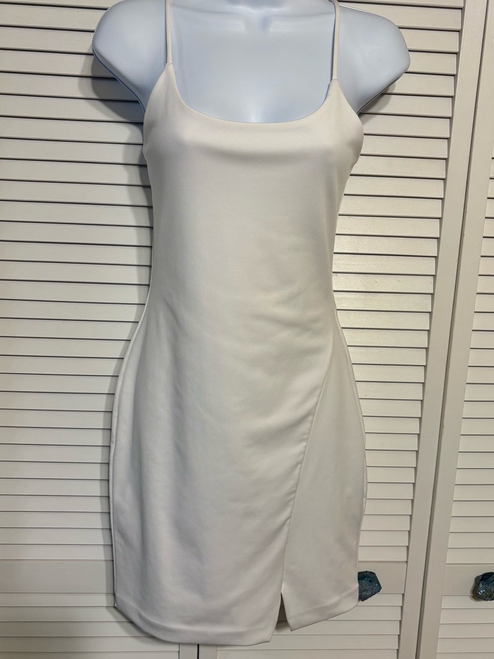 Derek Heart White Mini Slip Dress with Spaghetti Straps